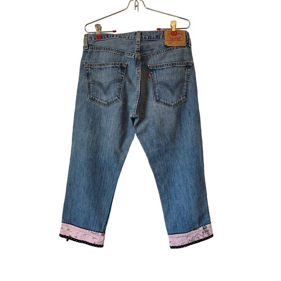 Levi’s 501 3 Palms Printed Cuff Cropped Women’s Jeans - size 32 - Picture 2 of 9